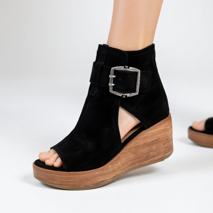 Sarah™ — Modernt stiliga öppna tå kilklack boots