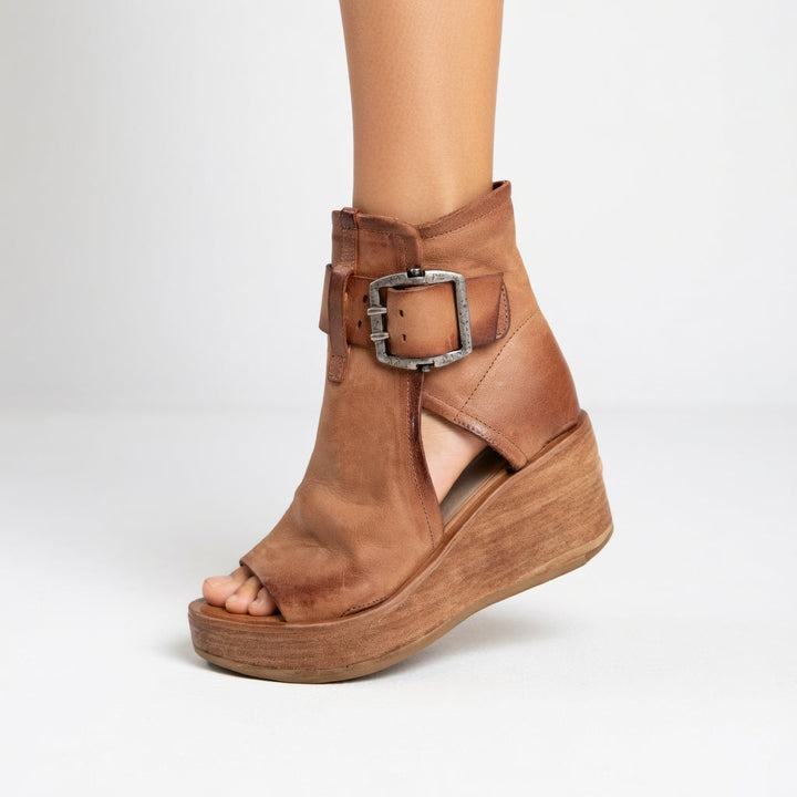 Sarah™ — Modernt stiliga öppna tå kilklack boots