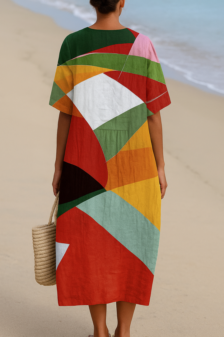 Daniela - Färgglad Klänning i Patchwork