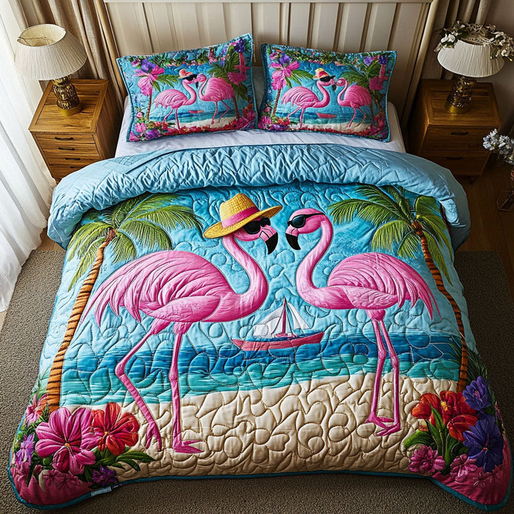 Flamingo Paradise 3-delad quiltset