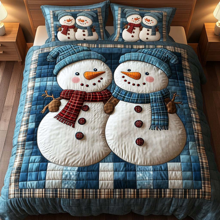 Frosty Friends 3-delad quiltad sängklädesuppsättning