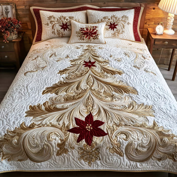 Gyllene Poinsettia 3-delad Quiltstil