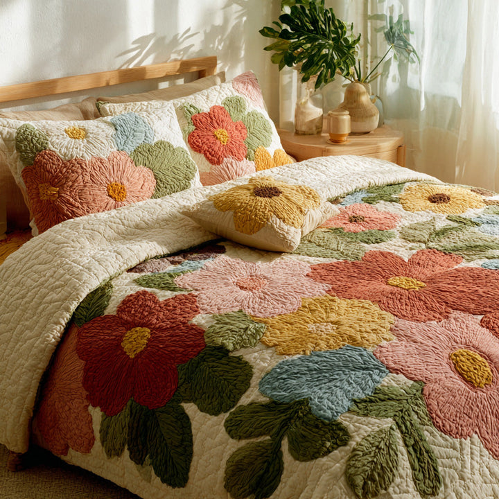 Retro Daisy Patchwork 3-delars Sängklädesset
