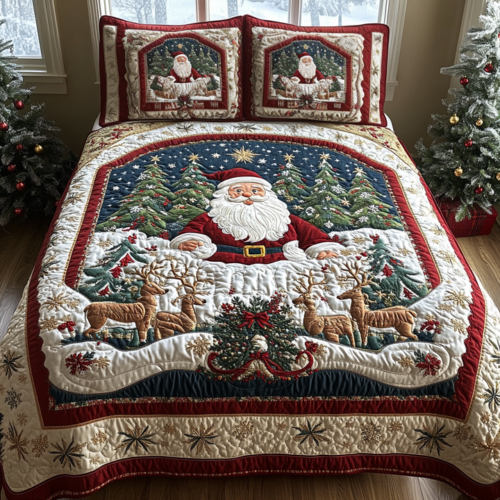 Santa Christmas Joyride 3-delad quiltad sängklädset