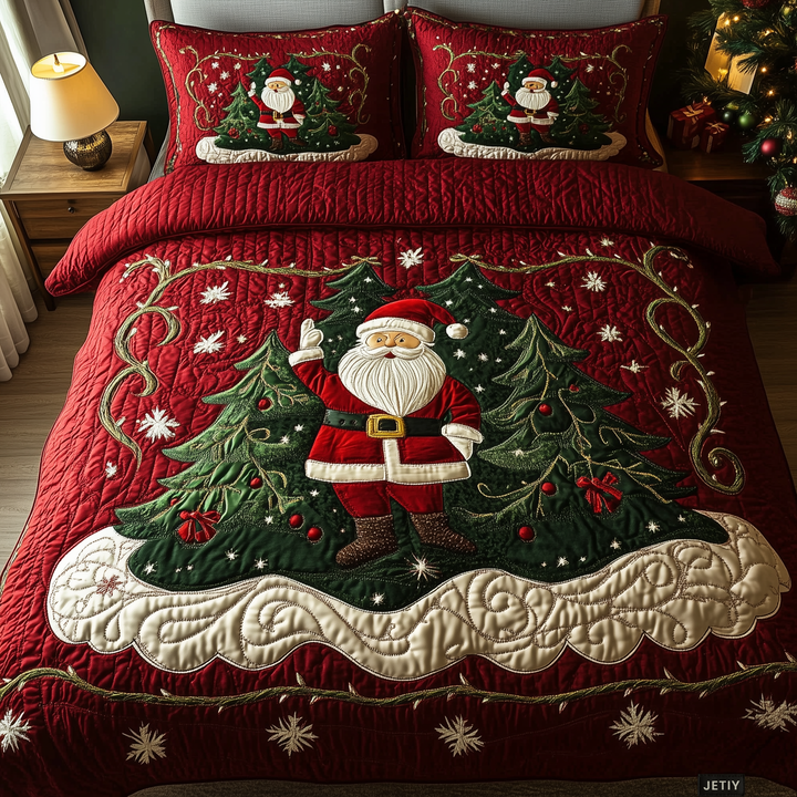 Santa Workshop Wonder 3-delad quiltad sängklädesuppsättning