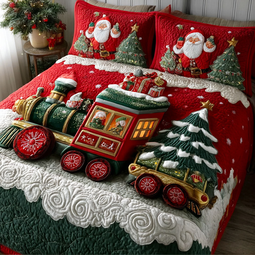 Sleigh-on-Rails 3-delad quiltad sängklädesuppsättning