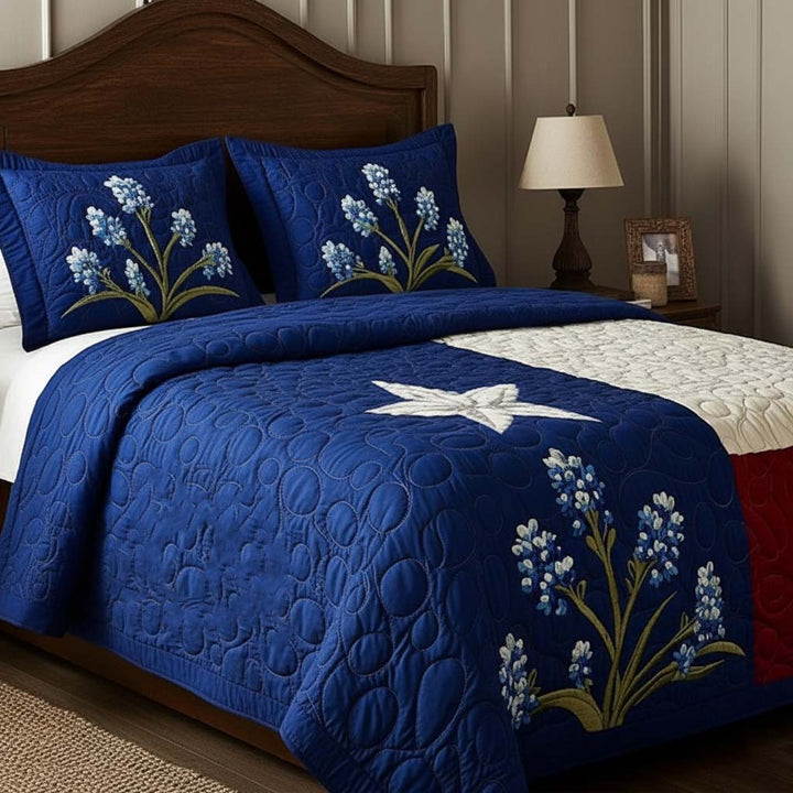 Texas Pride 3-delad quiltad sängklädesset