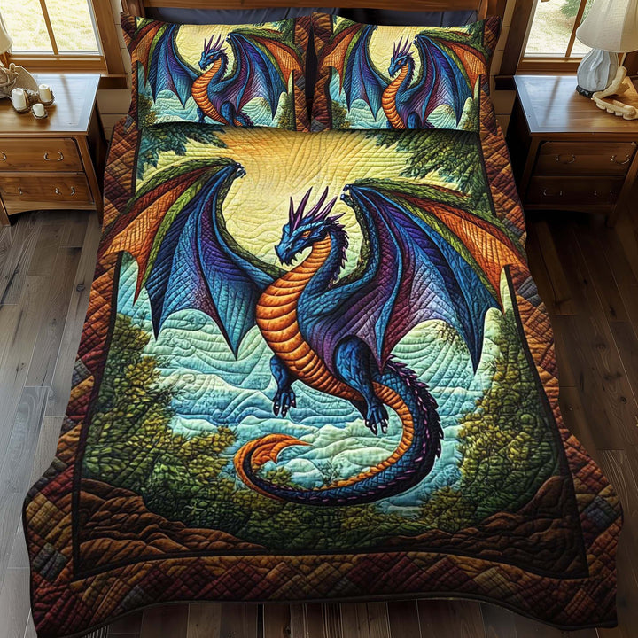 Twilight Blaze 3-delad quiltad sängklädesuppsättning