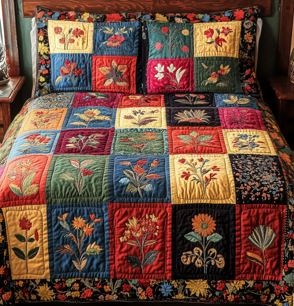 Vintage Charm 3-delad quiltad sängklädesuppsättning