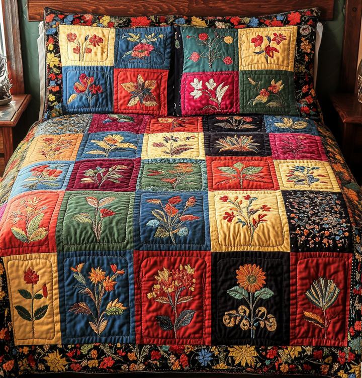 Vintage Charm 3-delad quiltad sängklädesuppsättning