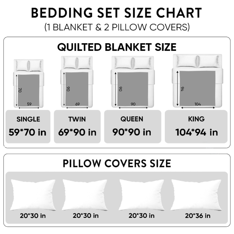 Viskande Träd 3-delad quiltad sängklädesuppsättning