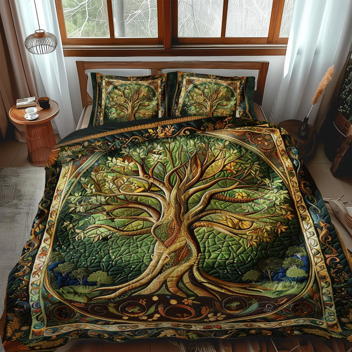 Vibrant Tree of Life 3-delad quiltkuddset