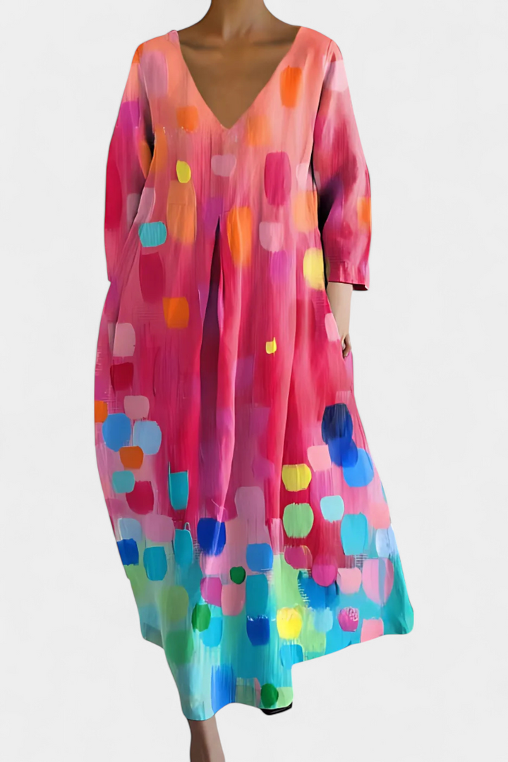 Ana - Flödande Klänning med Mönster