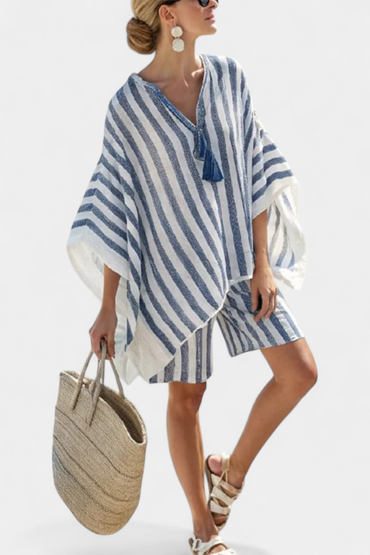 Salomé - Randig Set Blus och Shorts