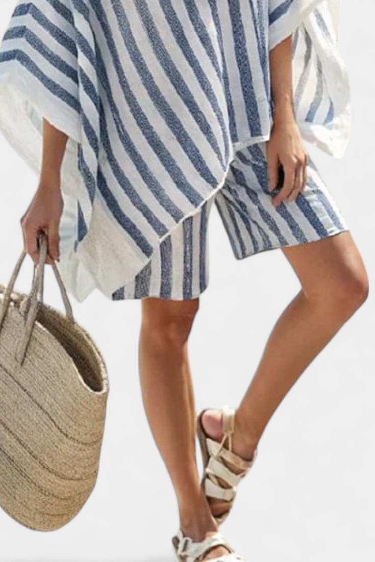 Salomé - Randig Set Blus och Shorts