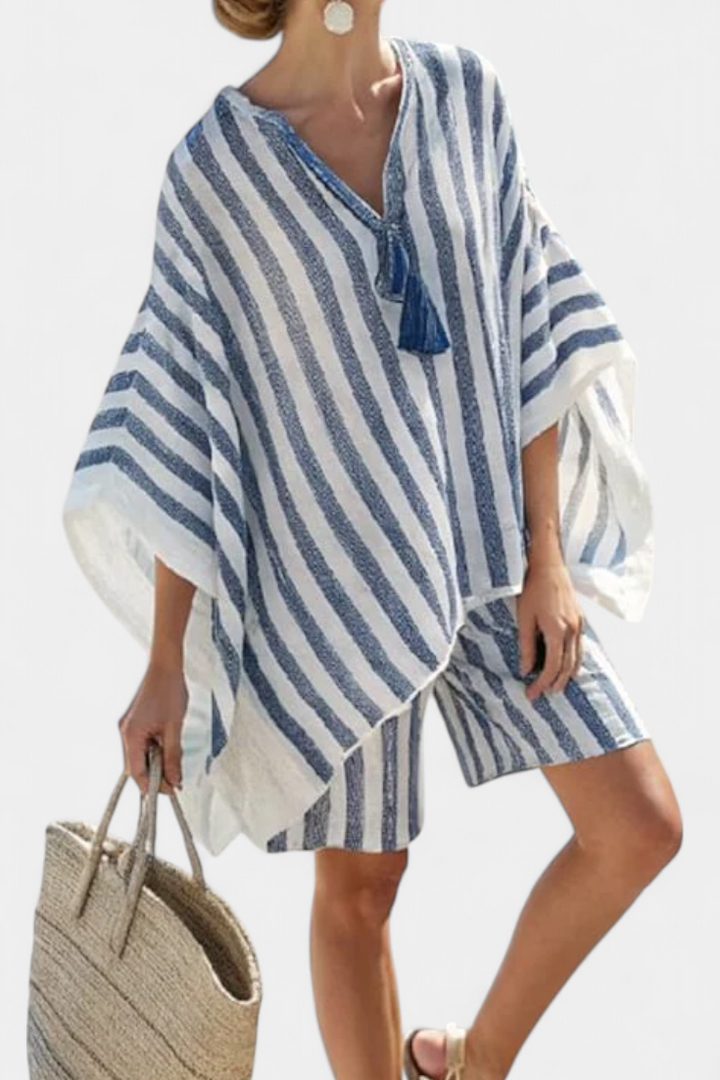 Salomé - Randig Set Blus och Shorts