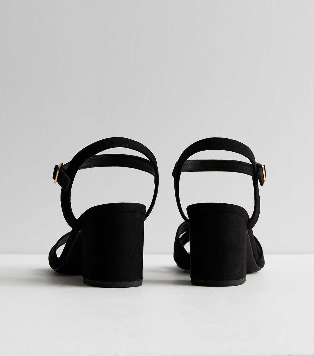 Breda Passform Svarta Syntetsuede 2-delade Blockklack Sandaler | New Look
